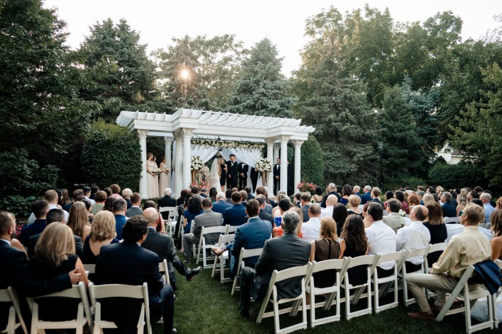 Wedding ceremony at The Haley Mansion, a wedding venue in the Chicago suburbs